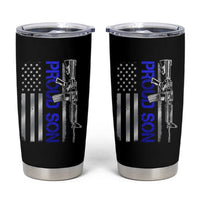 Proud Son of a Police Dad Tumbler Cup Gun American Flag Family Support