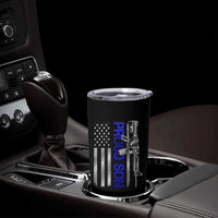 Proud Son of a Police Dad Tumbler Cup Gun American Flag Family Support