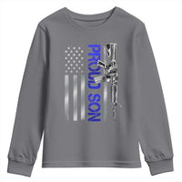 Proud Son of a Police Dad Youth Sweatshirt Gun American Flag Family Support