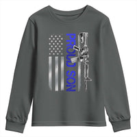 Proud Son of a Police Dad Youth Sweatshirt Gun American Flag Family Support