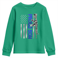 Proud Son of a Police Dad Youth Sweatshirt Gun American Flag Family Support