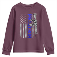 Proud Son of a Police Dad Youth Sweatshirt Gun American Flag Family Support