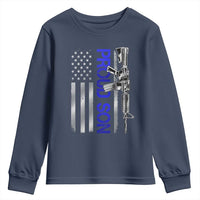 Proud Son of a Police Dad Youth Sweatshirt Gun American Flag Family Support