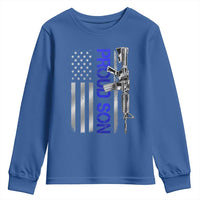 Proud Son of a Police Dad Youth Sweatshirt Gun American Flag Family Support