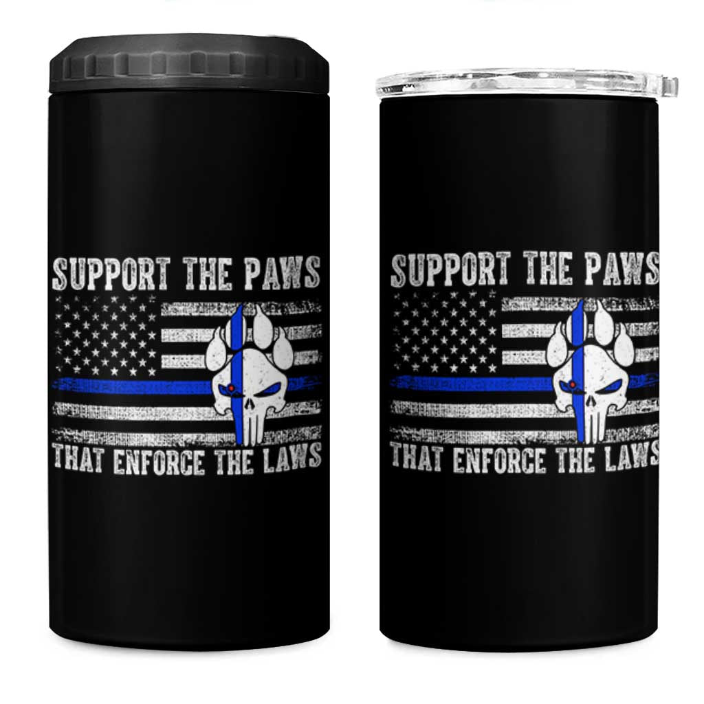 Police K9 4 in 1 Can Cooler Tumbler Support The Paws That Enforce The Laws US Flag - Wonder Print Shop