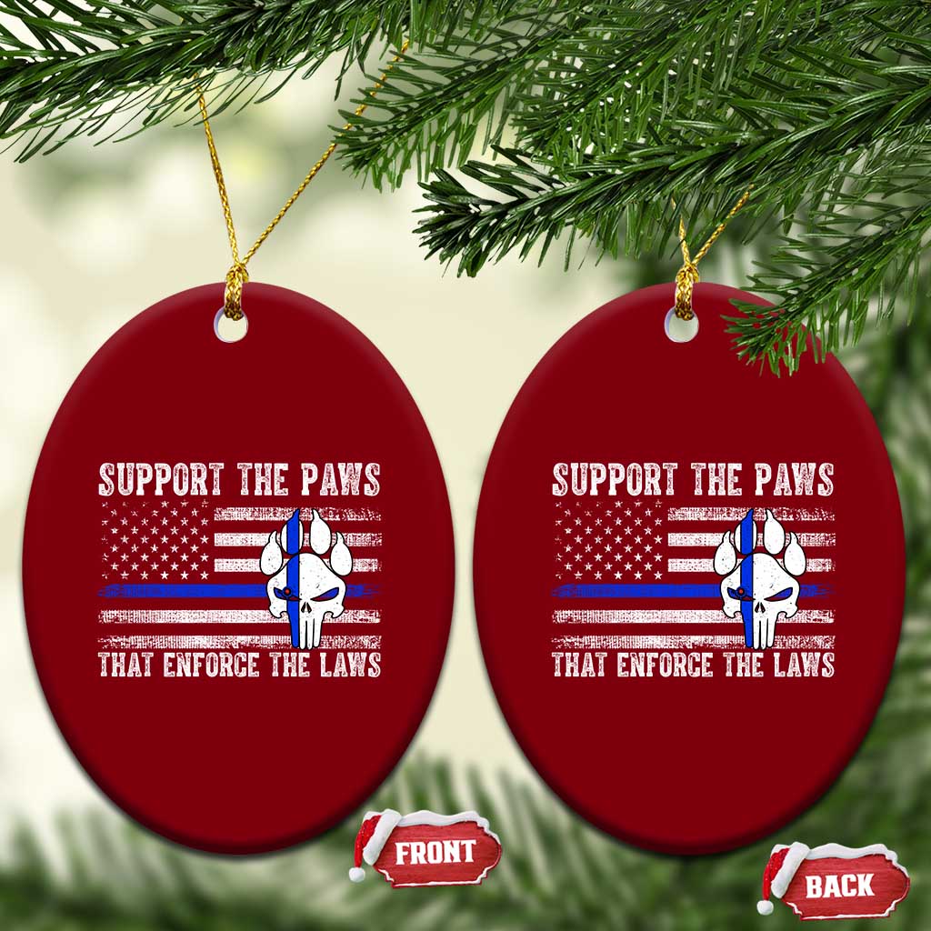 Police K9 Ceramic Ornament Support The Paws That Enforce The Laws US Flag - Wonder Print Shop