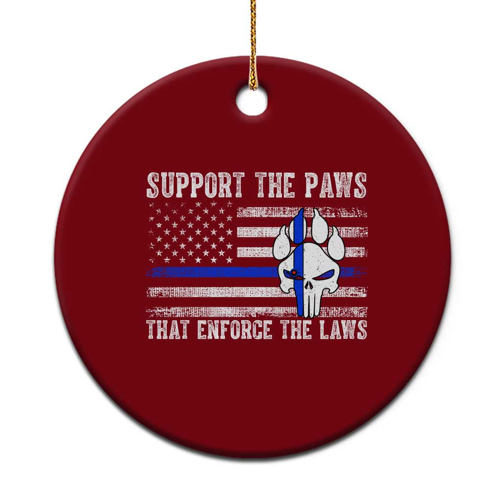 Police K9 Ceramic Ornament Support The Paws That Enforce The Laws US Flag - Wonder Print Shop