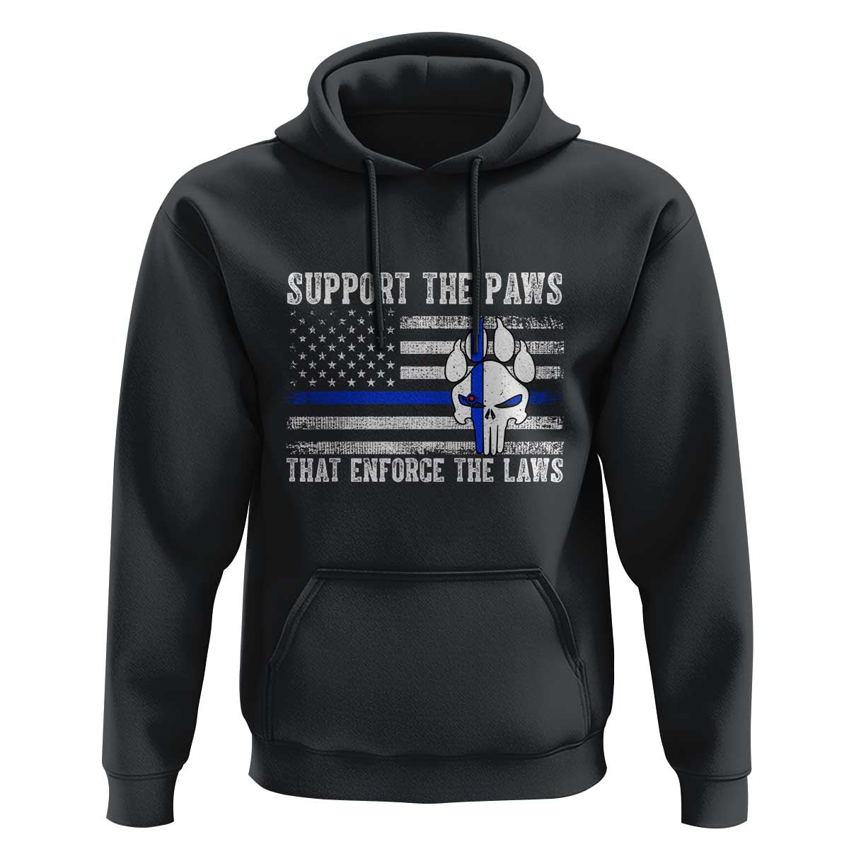 Police K9 Hoodie Support The Paws That Enforce The Laws US Flag - Wonder Print Shop