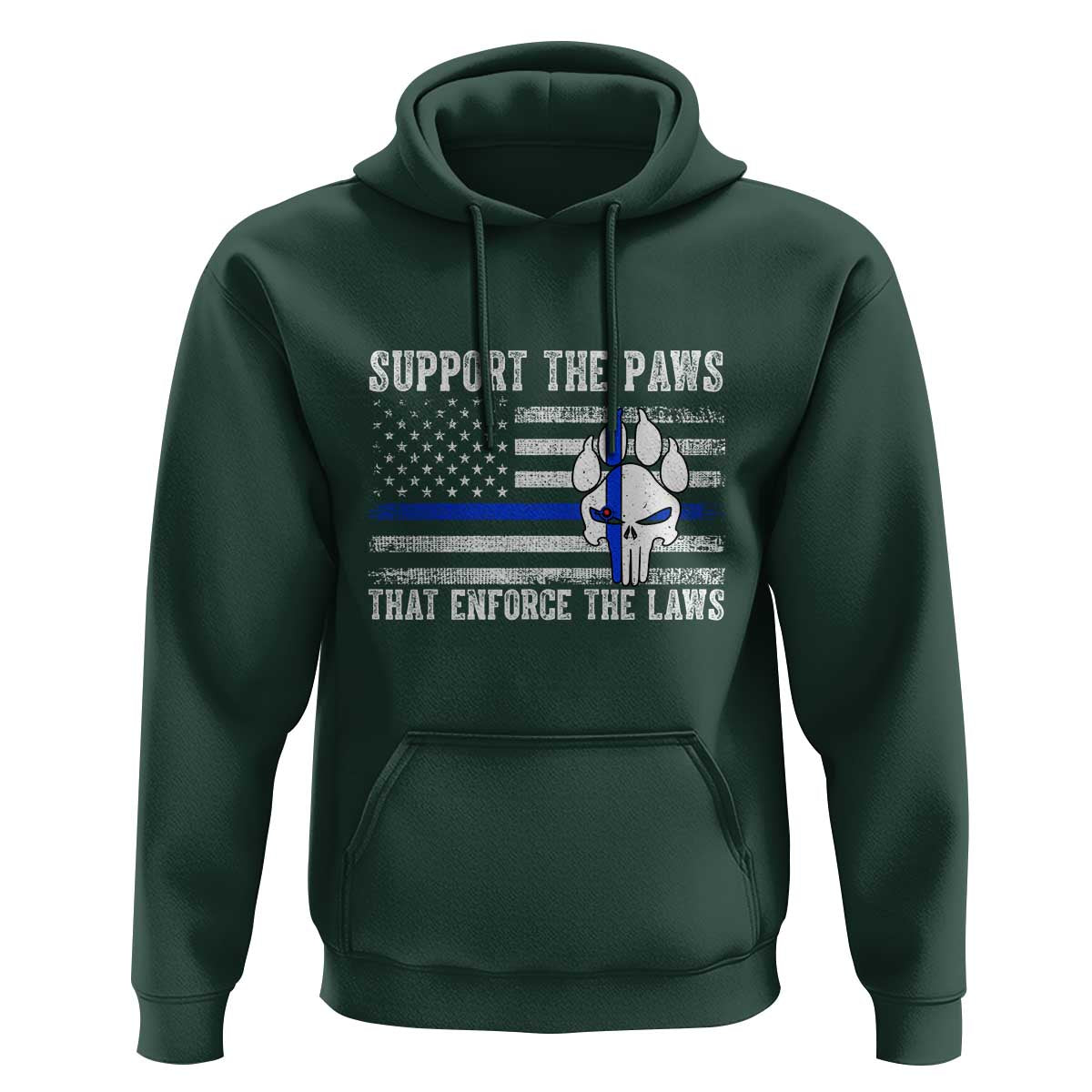 Police K9 Hoodie Support The Paws That Enforce The Laws US Flag - Wonder Print Shop