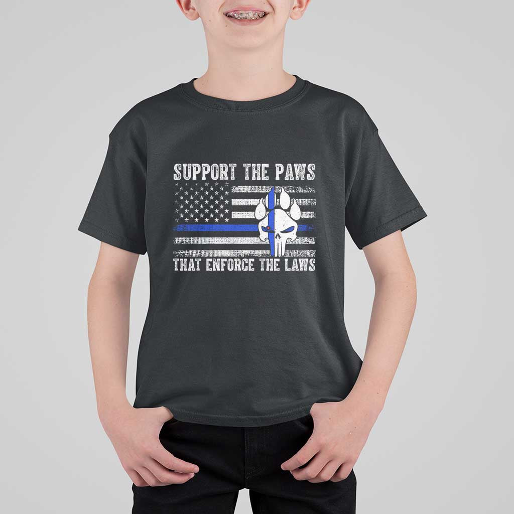 Police K9 T Shirt For Kid Support The Paws That Enforce The Laws US Flag - Wonder Print Shop