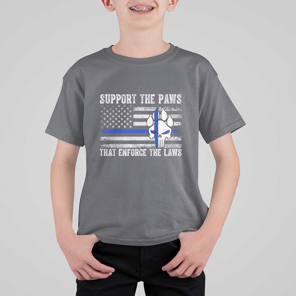 Police K9 T Shirt For Kid Support The Paws That Enforce The Laws US Flag - Wonder Print Shop