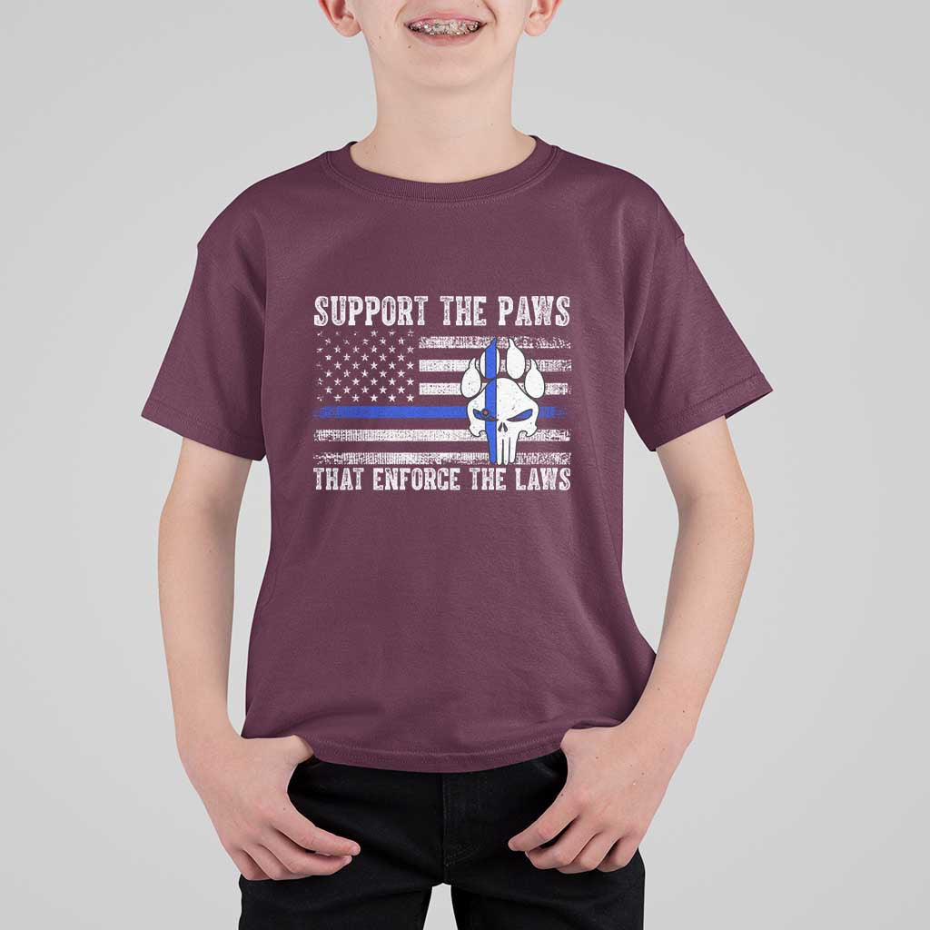 Police K9 T Shirt For Kid Support The Paws That Enforce The Laws US Flag - Wonder Print Shop