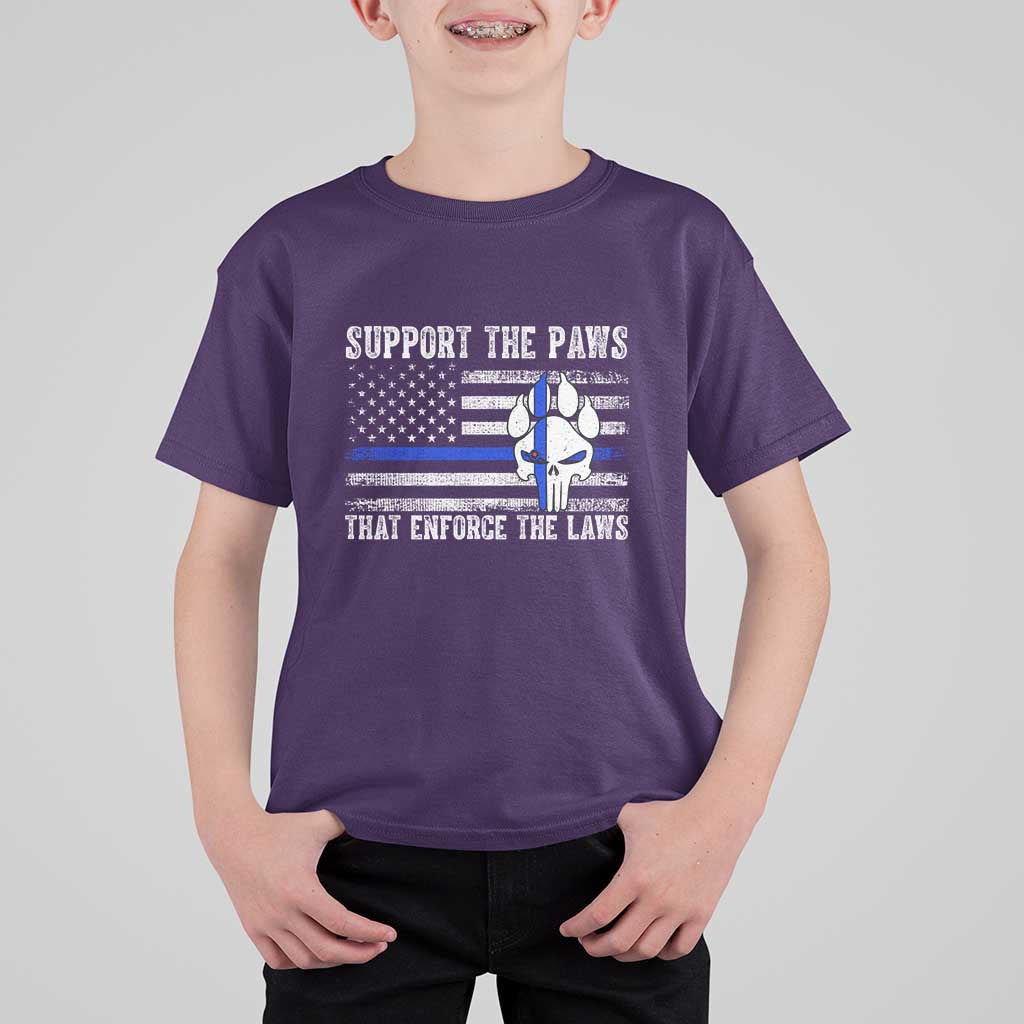 Police K9 T Shirt For Kid Support The Paws That Enforce The Laws US Flag - Wonder Print Shop