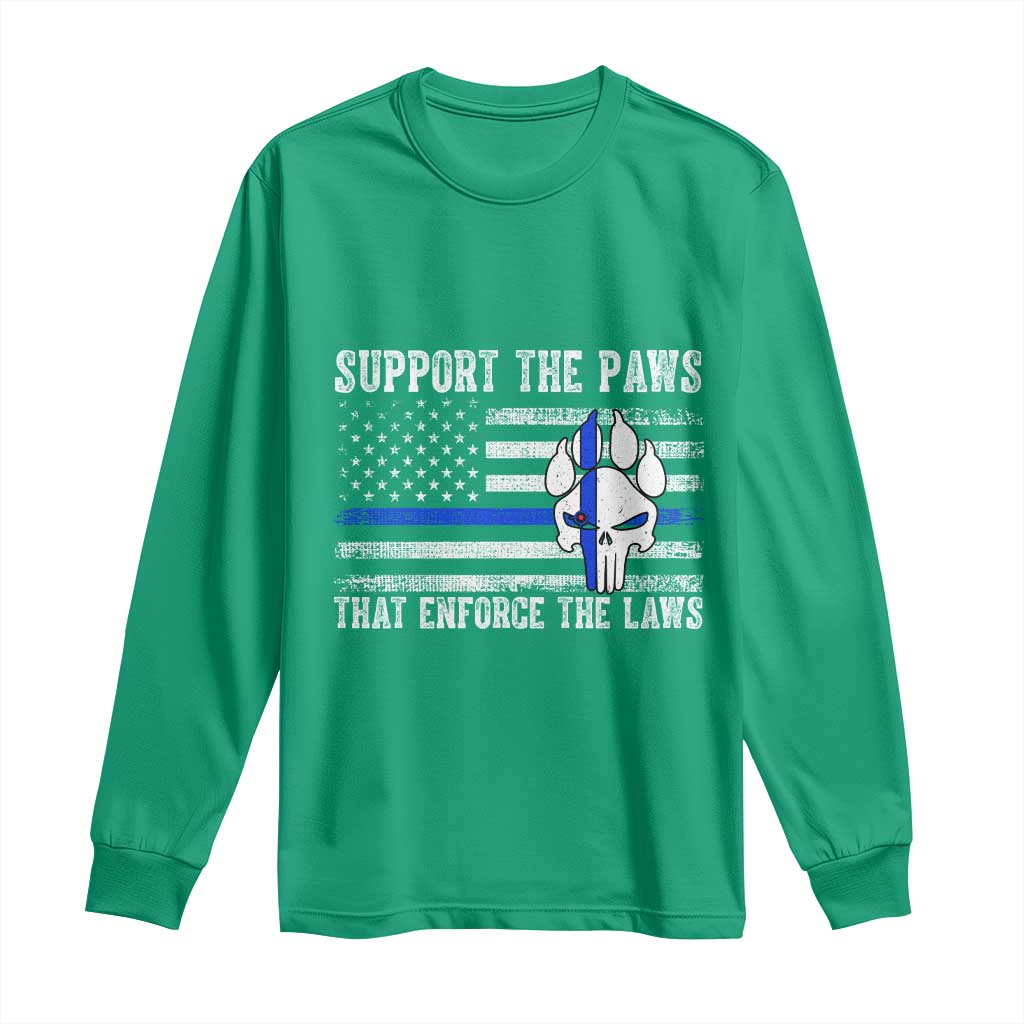 Police K9 Long Sleeve Shirt Support The Paws That Enforce The Laws US Flag - Wonder Print Shop