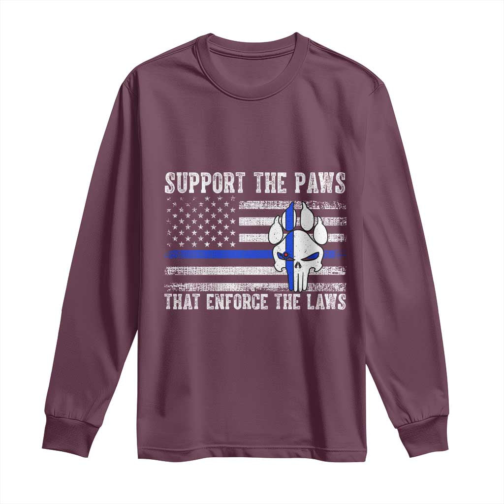 Police K9 Long Sleeve Shirt Support The Paws That Enforce The Laws US Flag - Wonder Print Shop