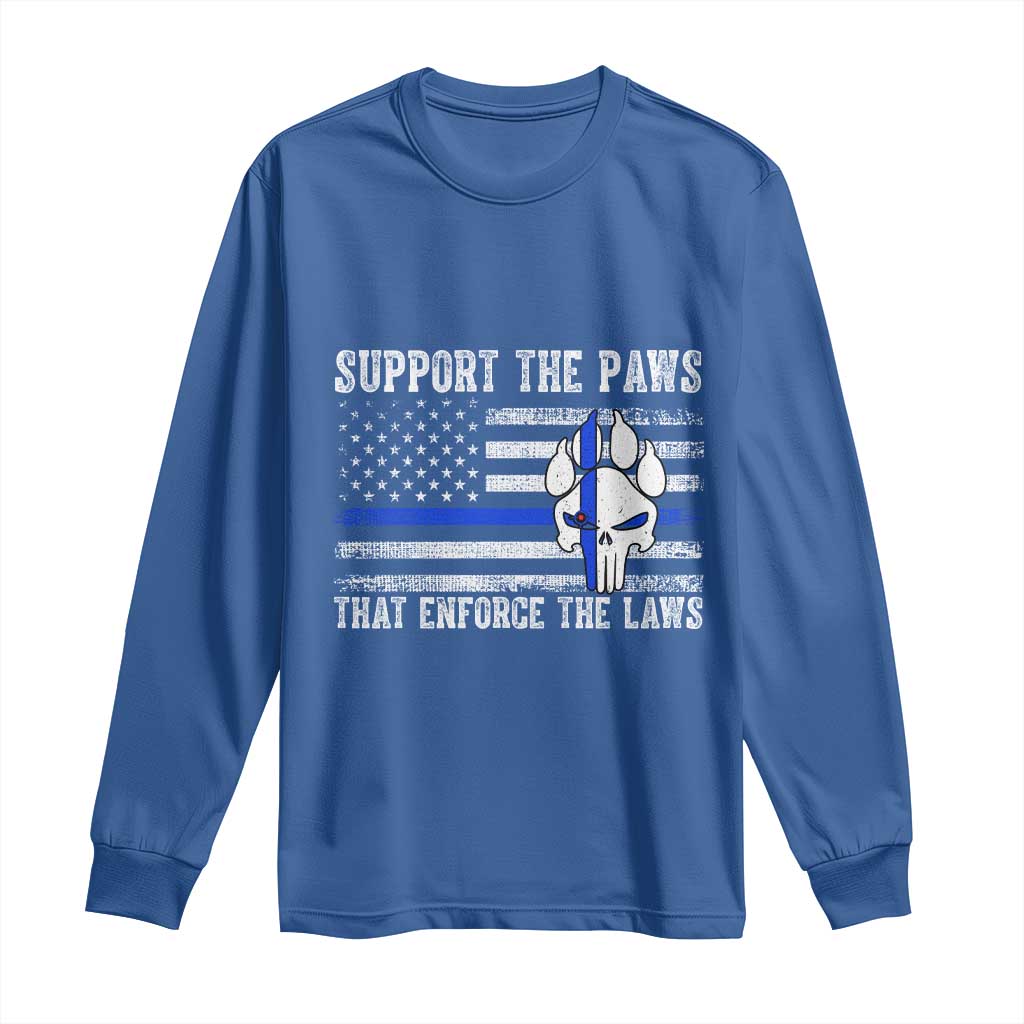 Police K9 Long Sleeve Shirt Support The Paws That Enforce The Laws US Flag - Wonder Print Shop