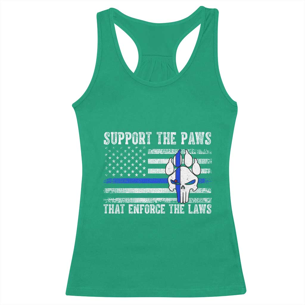 Police K9 Racerback Tank Top Support The Paws That Enforce The Laws US Flag - Wonder Print Shop