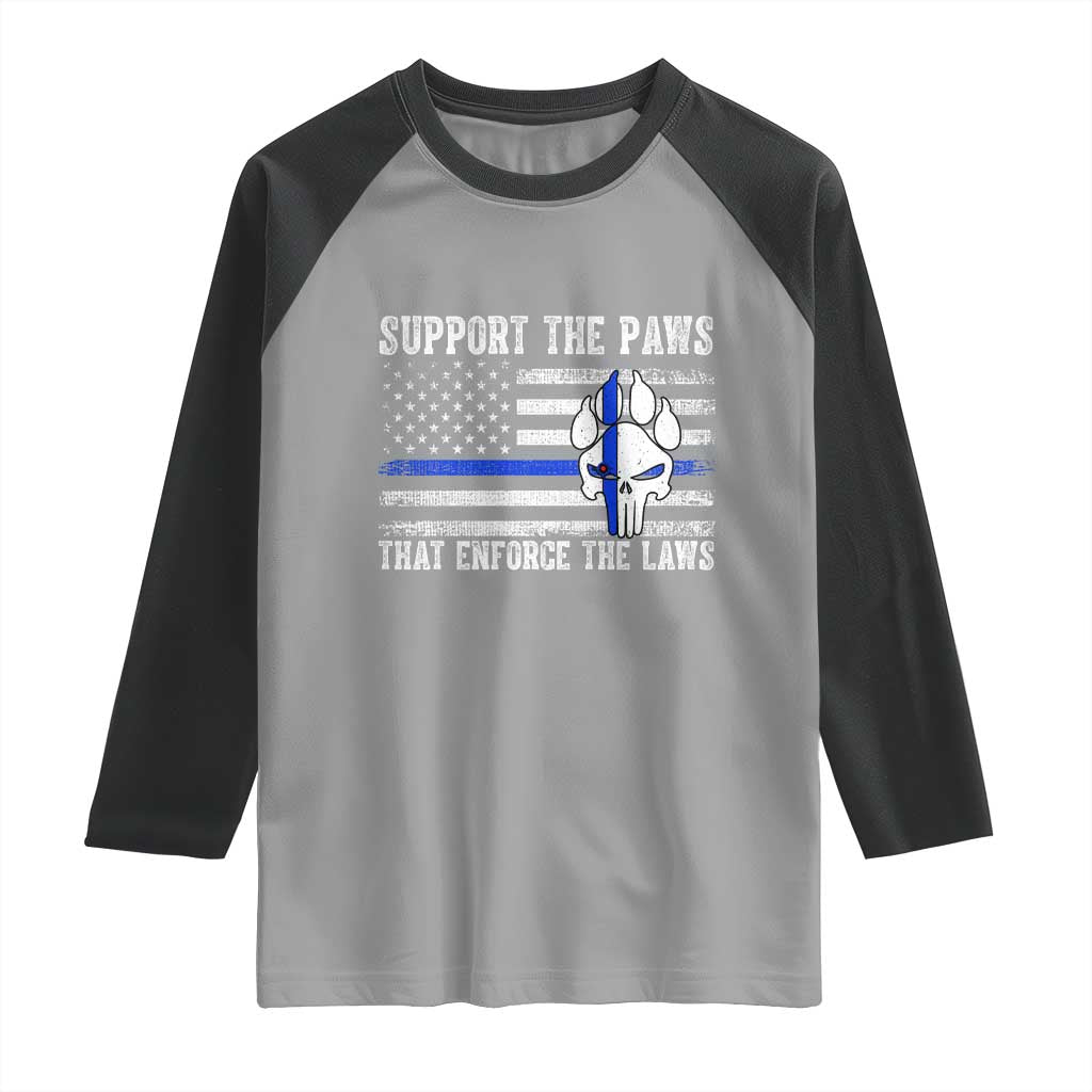 Police K9 Raglan Shirt Support The Paws That Enforce The Laws US Flag - Wonder Print Shop
