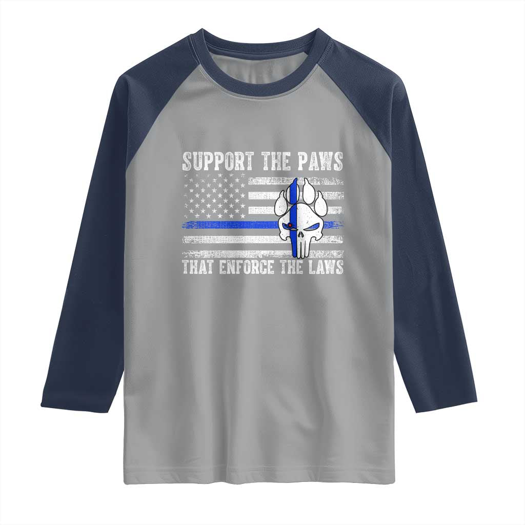 Police K9 Raglan Shirt Support The Paws That Enforce The Laws US Flag - Wonder Print Shop