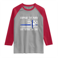 Police K9 Raglan Shirt Support The Paws That Enforce The Laws US Flag - Wonder Print Shop