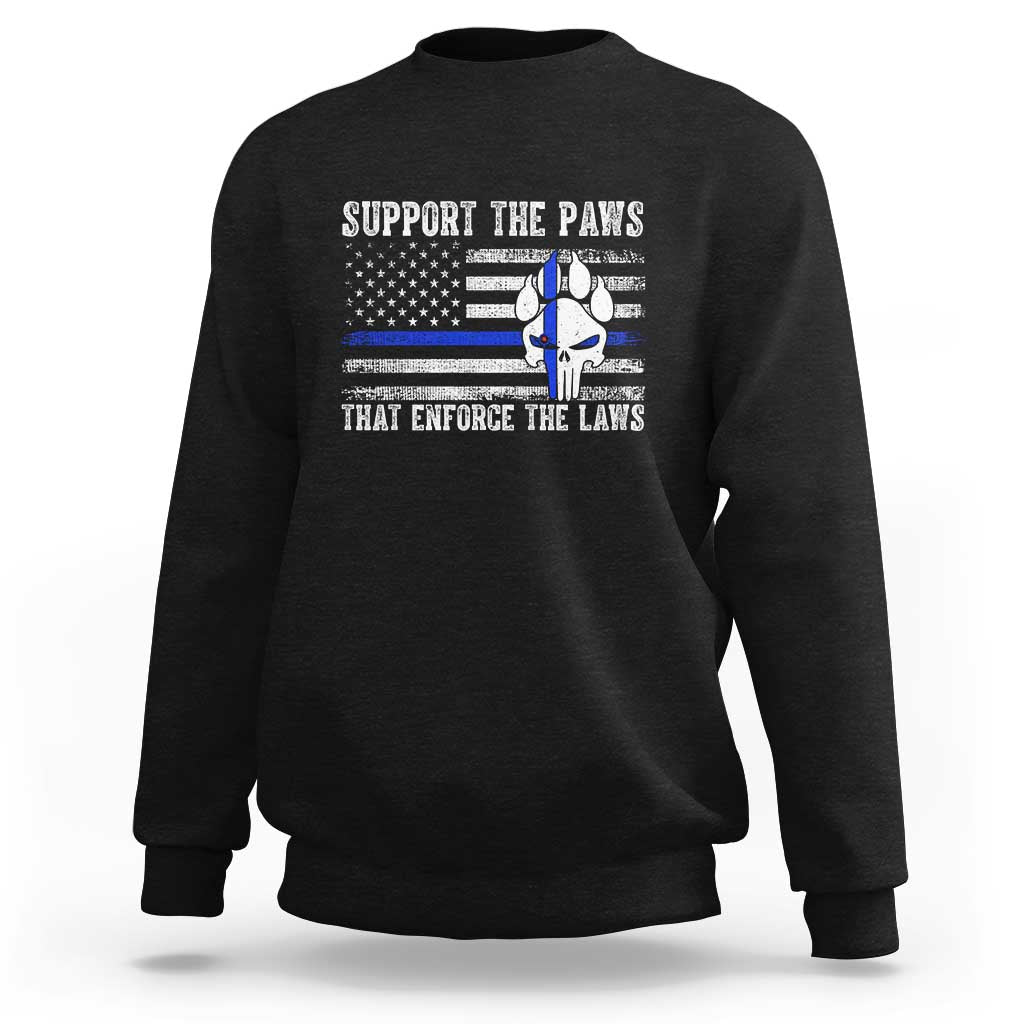 Police K9 Sweatshirt Support The Paws That Enforce The Laws US Flag - Wonder Print Shop