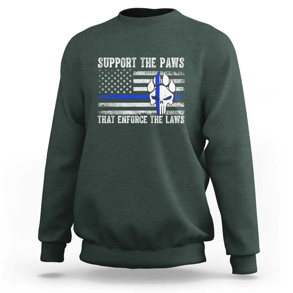 Police K9 Sweatshirt Support The Paws That Enforce The Laws US Flag - Wonder Print Shop