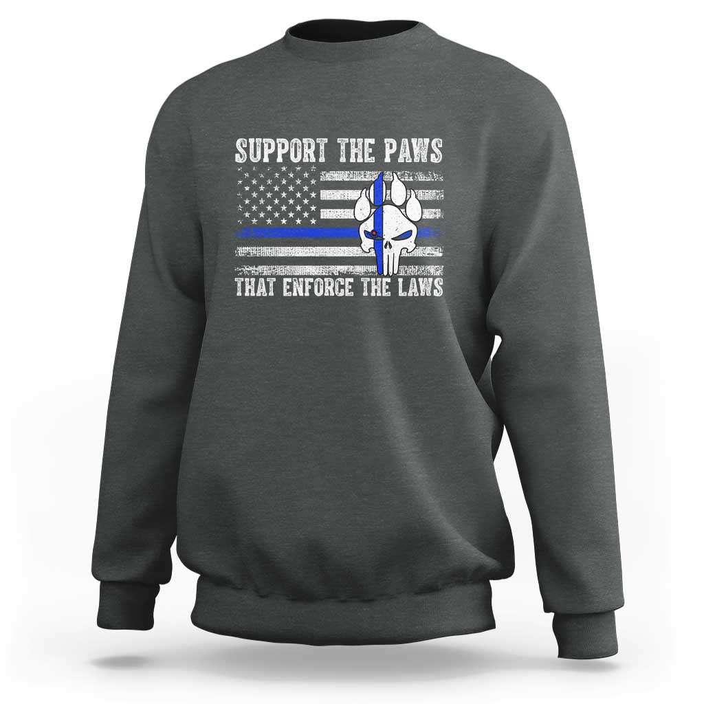 Police K9 Sweatshirt Support The Paws That Enforce The Laws US Flag - Wonder Print Shop