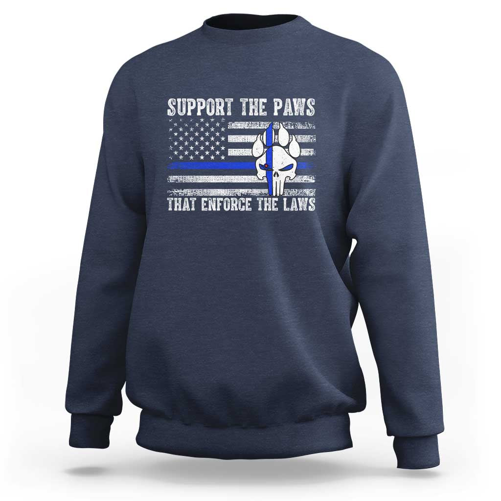 Police K9 Sweatshirt Support The Paws That Enforce The Laws US Flag - Wonder Print Shop