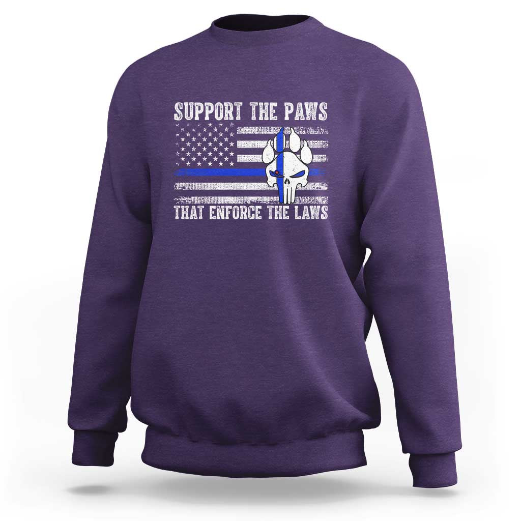 Police K9 Sweatshirt Support The Paws That Enforce The Laws US Flag - Wonder Print Shop