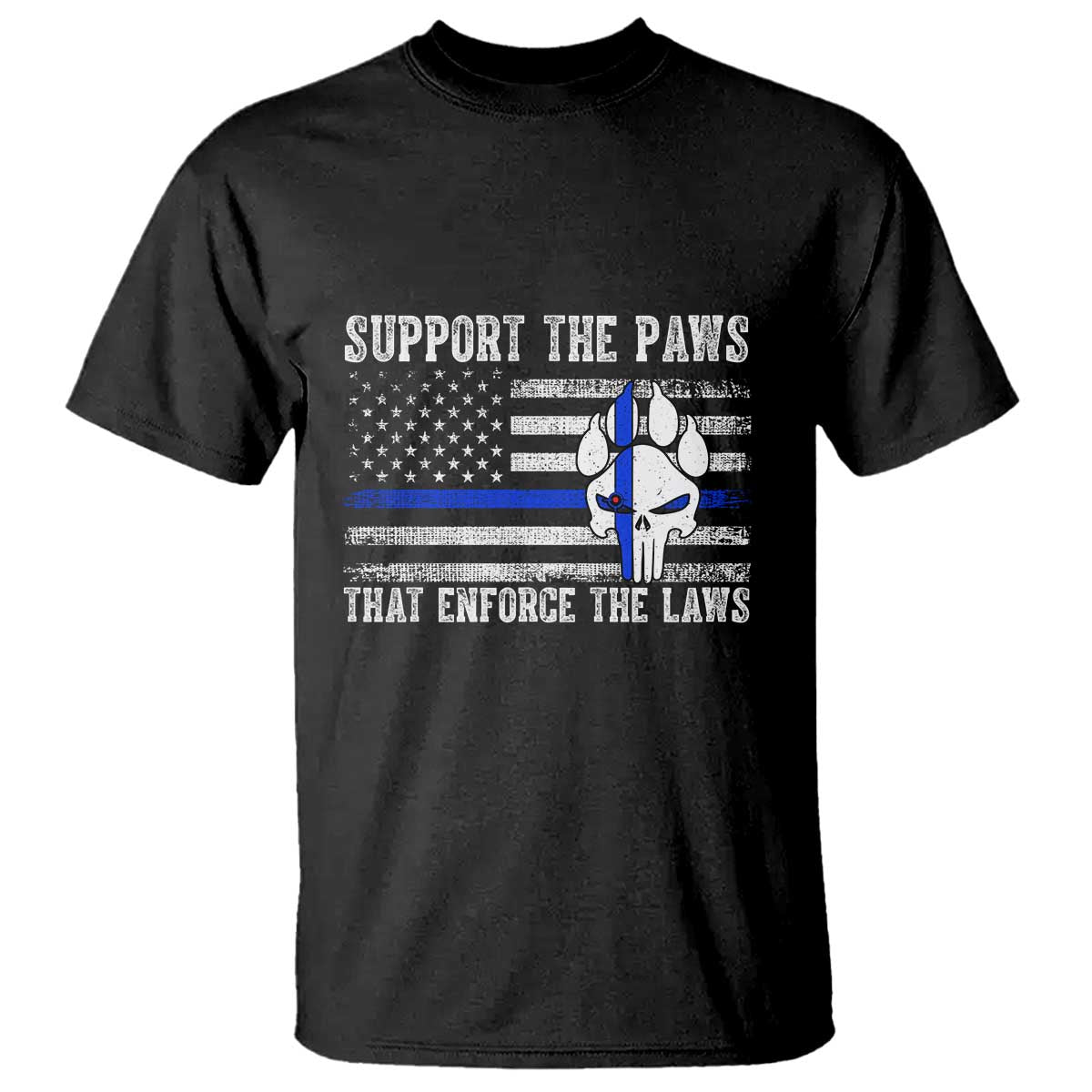 Police K9 T Shirt Support The Paws That Enforce The Laws US Flag - Wonder Print Shop