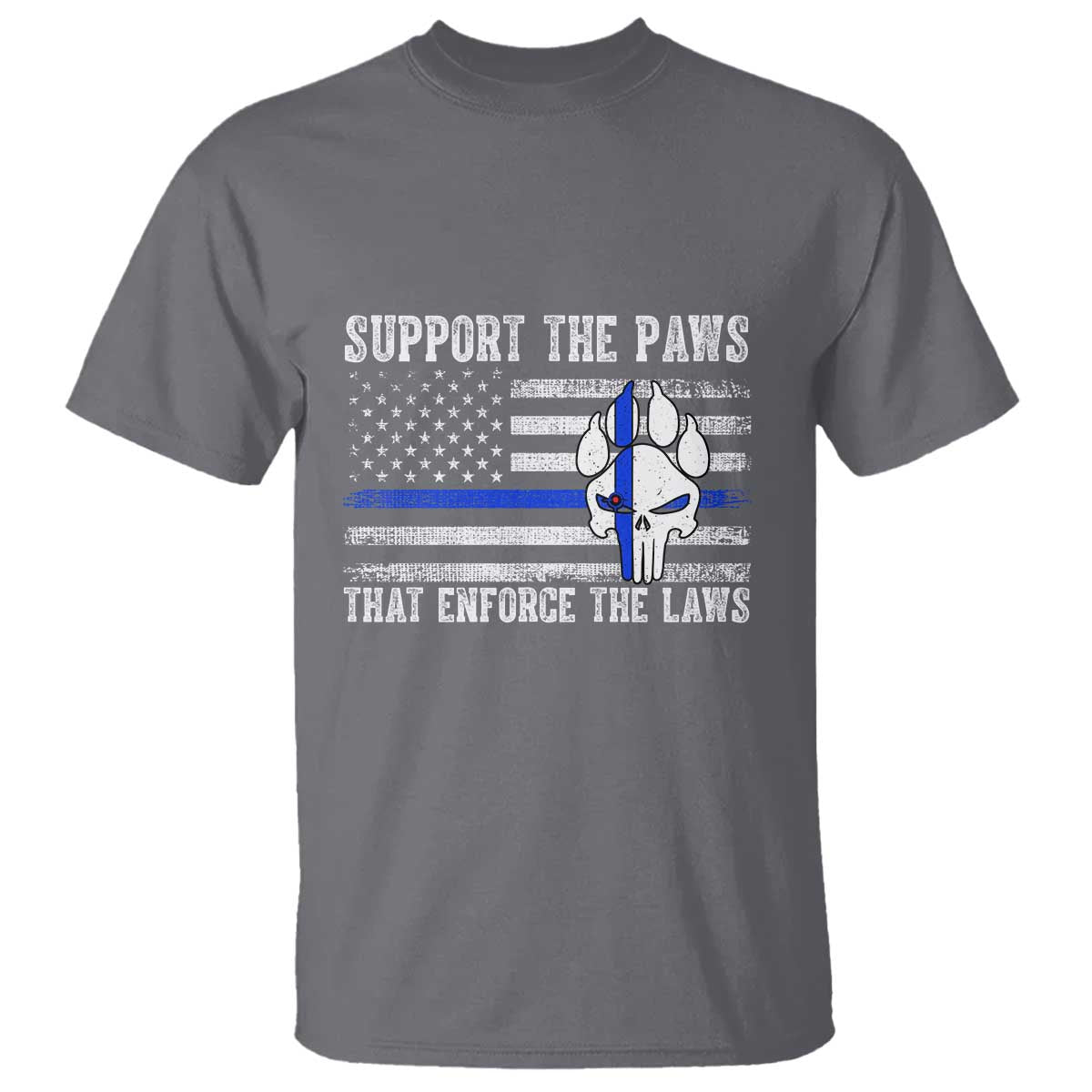 Police K9 T Shirt Support The Paws That Enforce The Laws US Flag - Wonder Print Shop