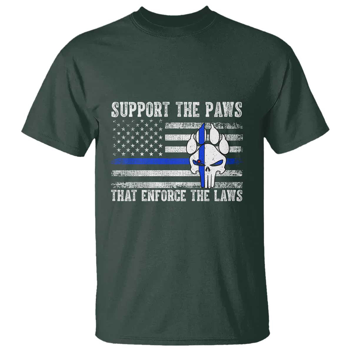 Police K9 T Shirt Support The Paws That Enforce The Laws US Flag - Wonder Print Shop