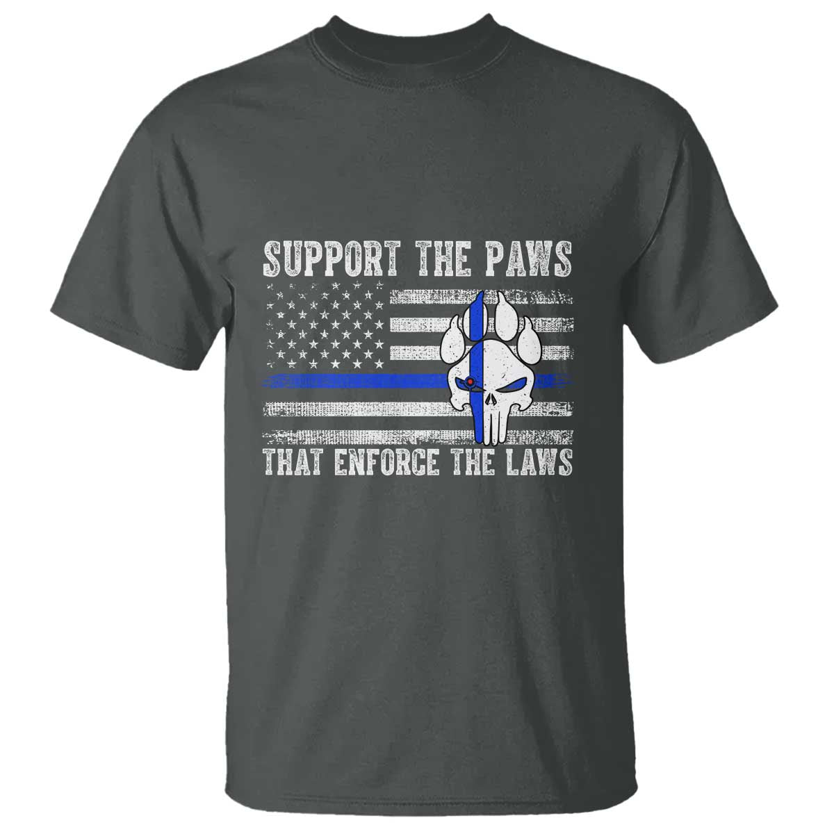 Police K9 T Shirt Support The Paws That Enforce The Laws US Flag - Wonder Print Shop