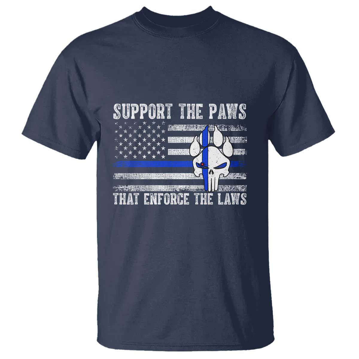 Police K9 T Shirt Support The Paws That Enforce The Laws US Flag - Wonder Print Shop