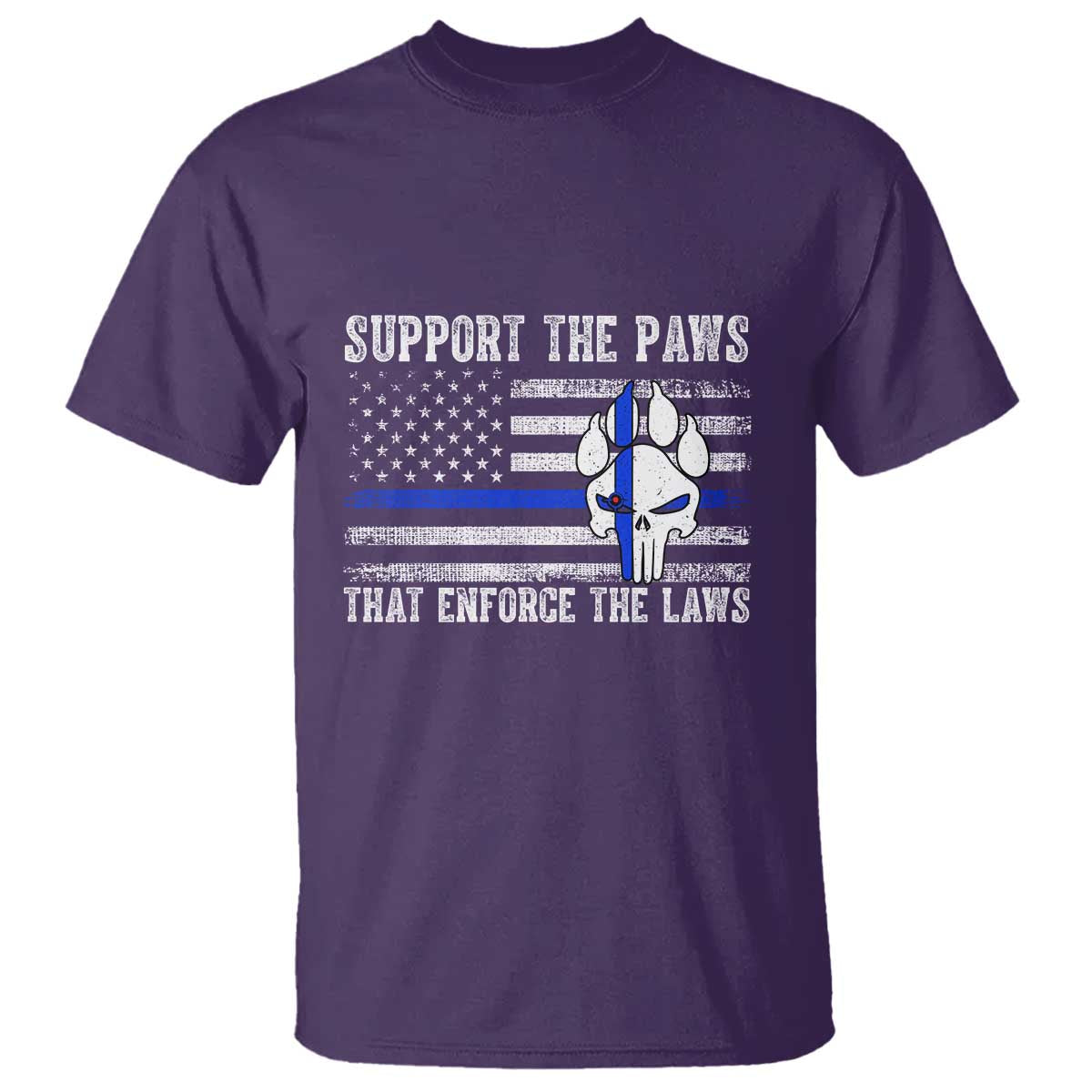 Police K9 T Shirt Support The Paws That Enforce The Laws US Flag - Wonder Print Shop