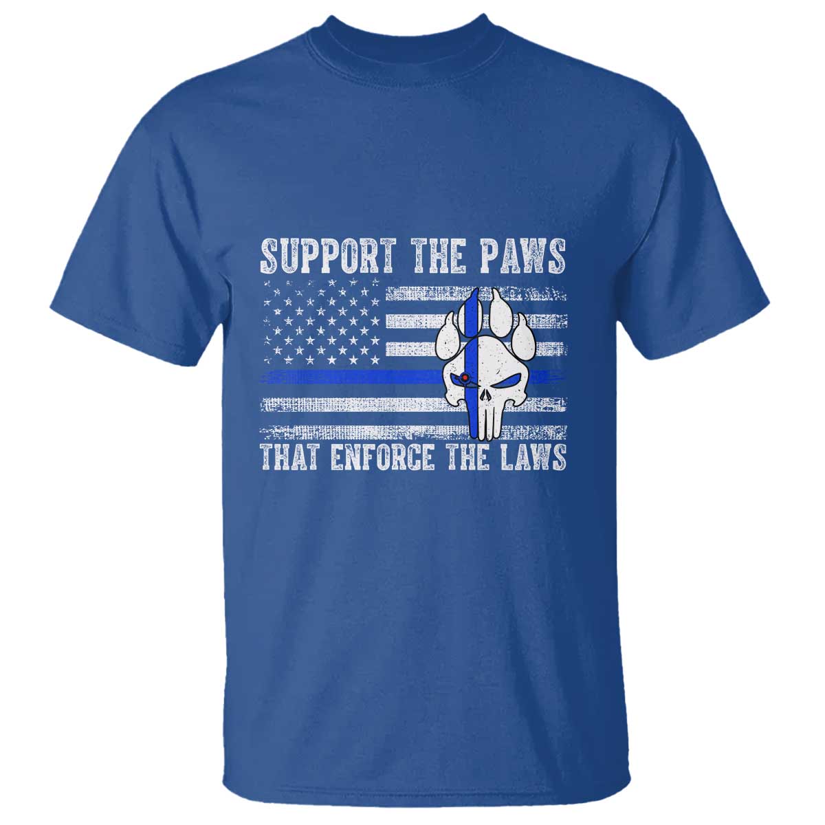 Police K9 T Shirt Support The Paws That Enforce The Laws US Flag - Wonder Print Shop