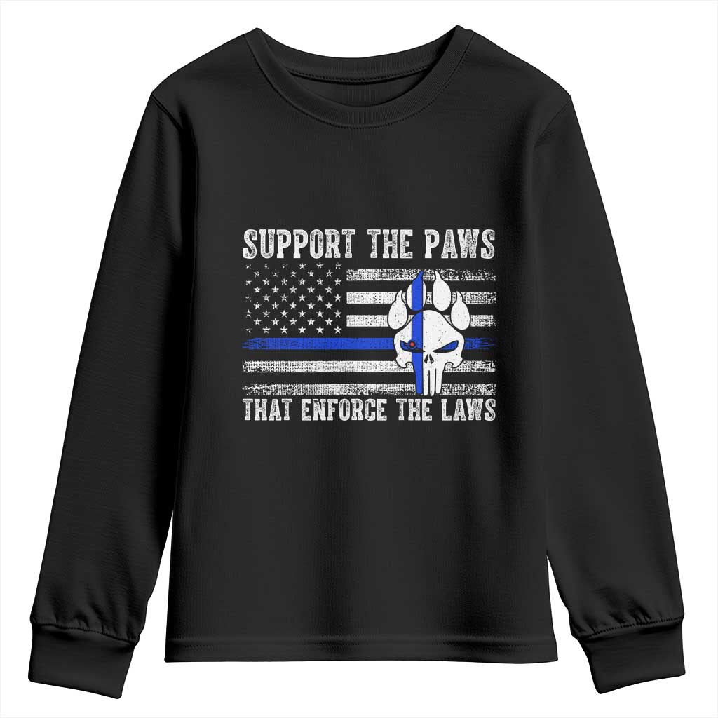 Police K9 Youth Sweatshirt Support The Paws That Enforce The Laws US Flag - Wonder Print Shop