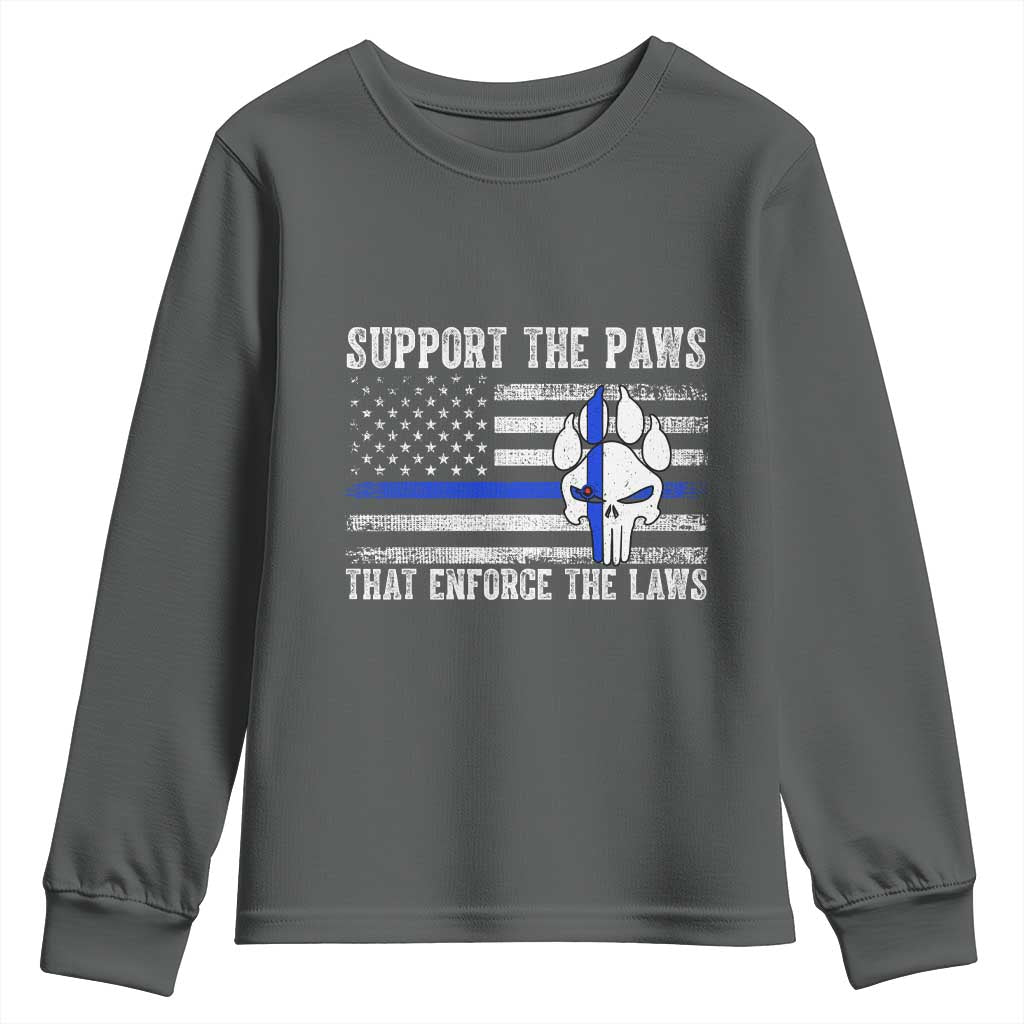 Police K9 Youth Sweatshirt Support The Paws That Enforce The Laws US Flag - Wonder Print Shop
