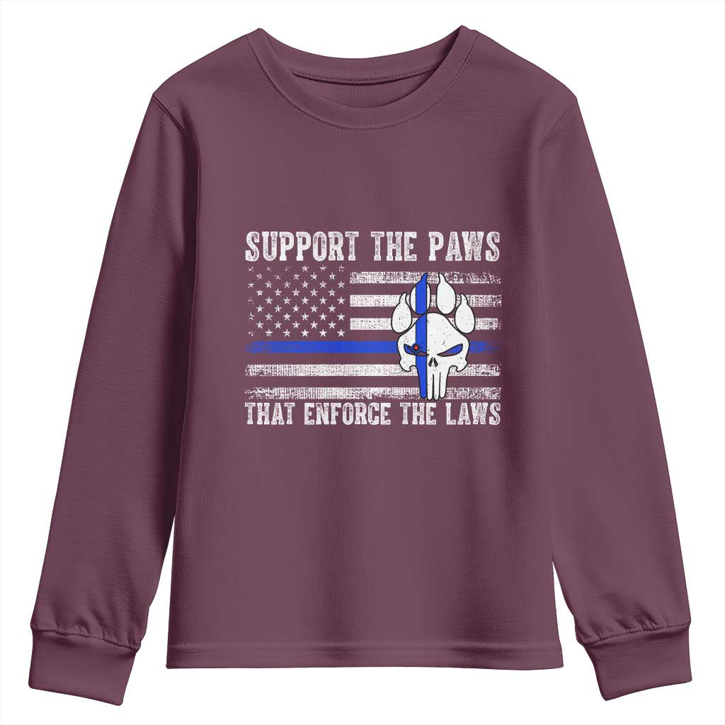 Police K9 Youth Sweatshirt Support The Paws That Enforce The Laws US Flag - Wonder Print Shop
