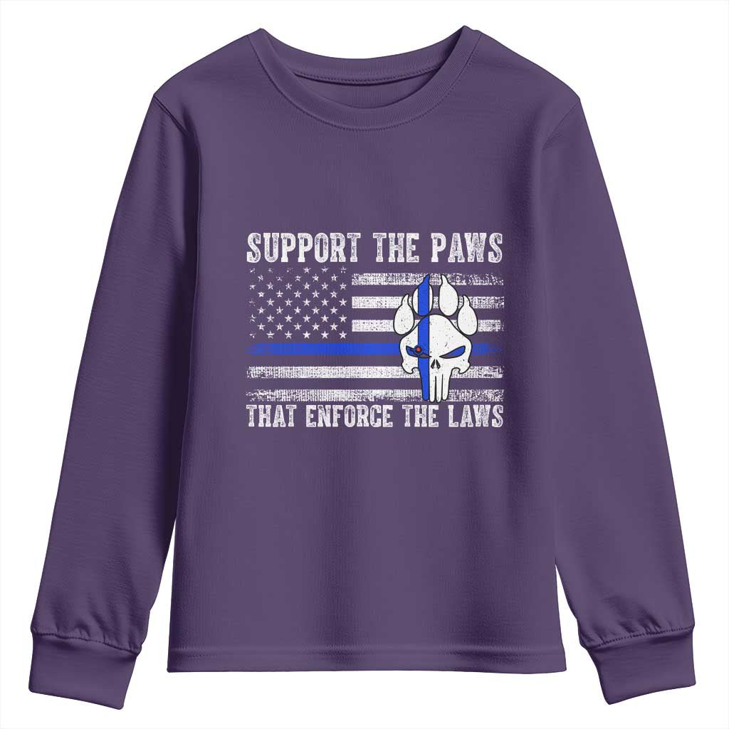 Police K9 Youth Sweatshirt Support The Paws That Enforce The Laws US Flag - Wonder Print Shop