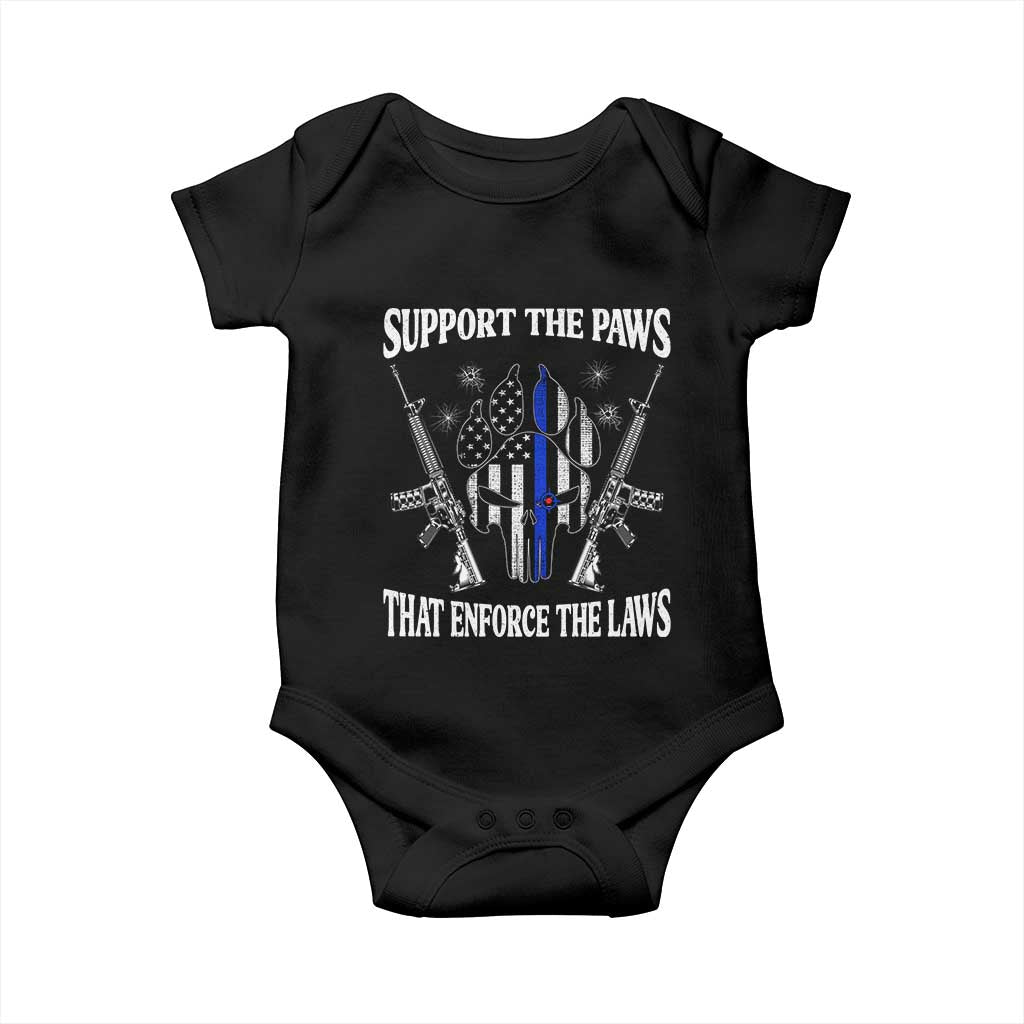 Police K9 Baby Onesie Support The Paws That Enforce The Laws American Flag - Wonder Print Shop