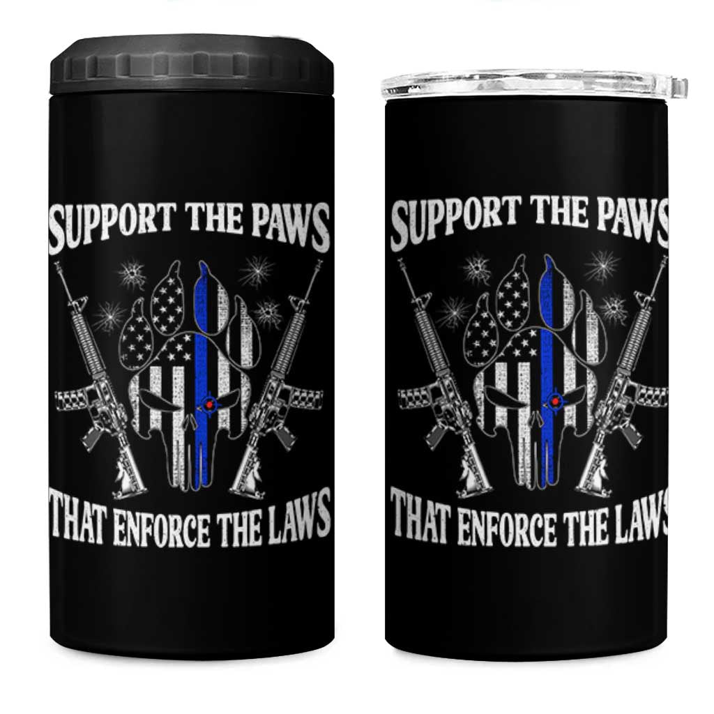 Police K9 4 in 1 Can Cooler Tumbler Support The Paws That Enforce The Laws American Flag - Wonder Print Shop