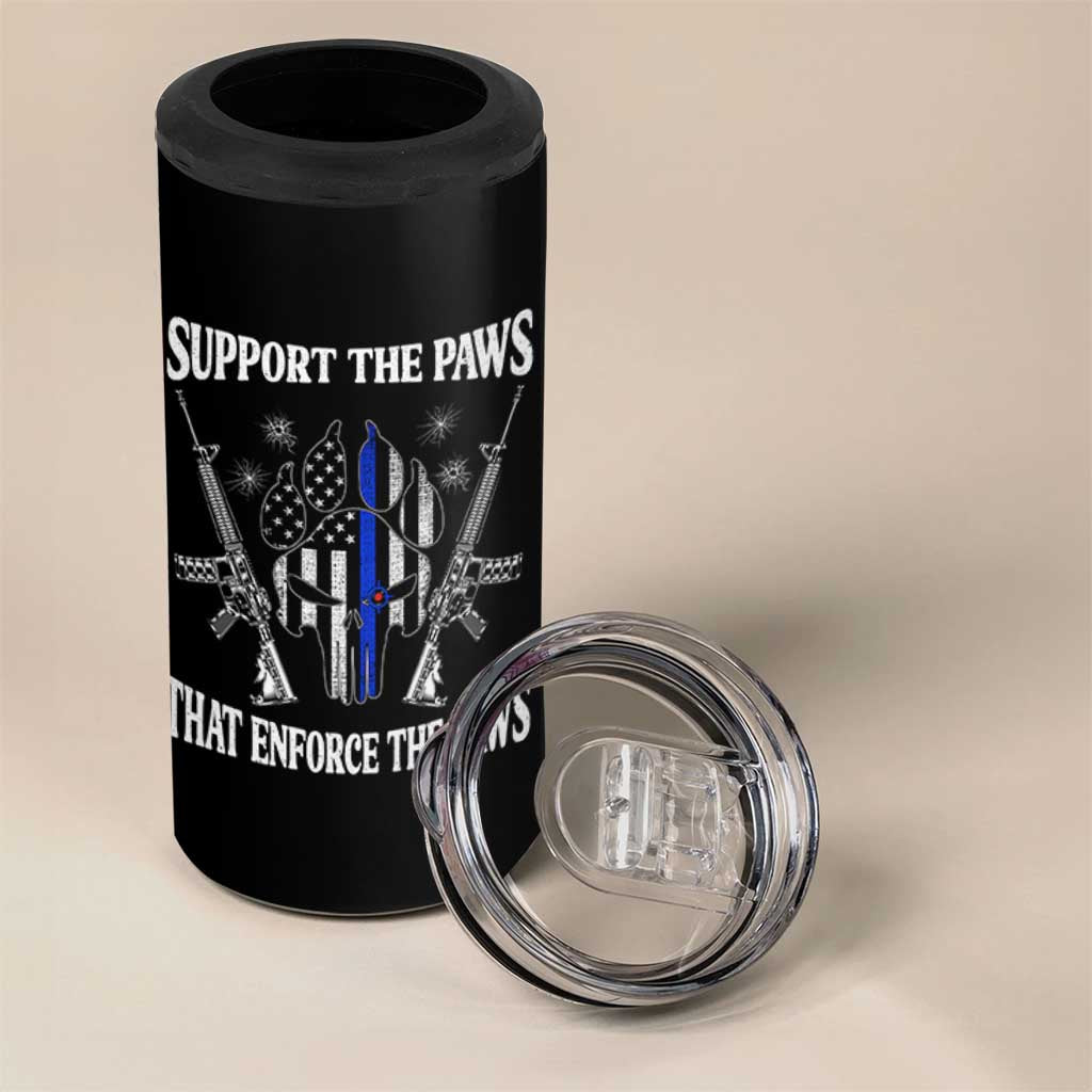 Police K9 4 in 1 Can Cooler Tumbler Support The Paws That Enforce The Laws American Flag - Wonder Print Shop