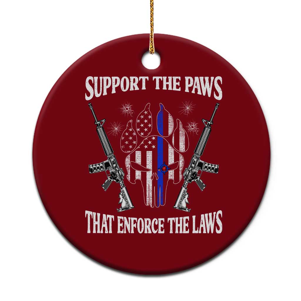Police K9 Ceramic Ornament Support The Paws That Enforce The Laws American Flag - Wonder Print Shop