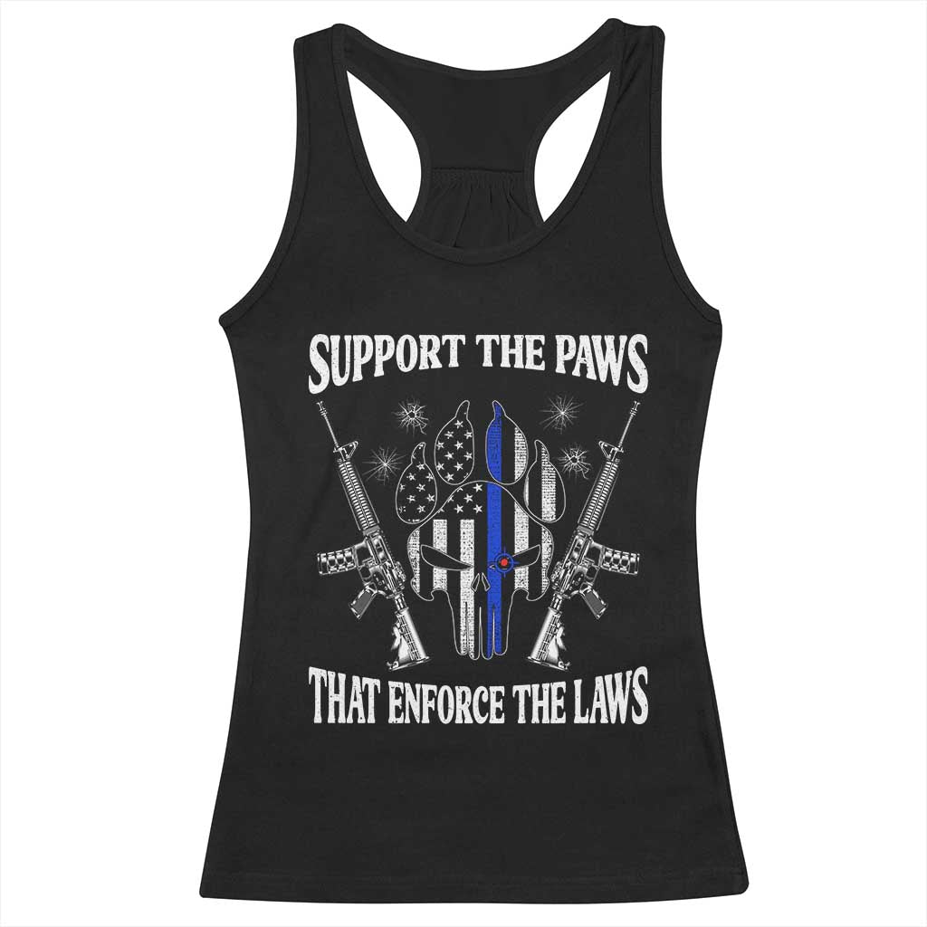 Police K9 Racerback Tank Top Support The Paws That Enforce The Laws American Flag - Wonder Print Shop