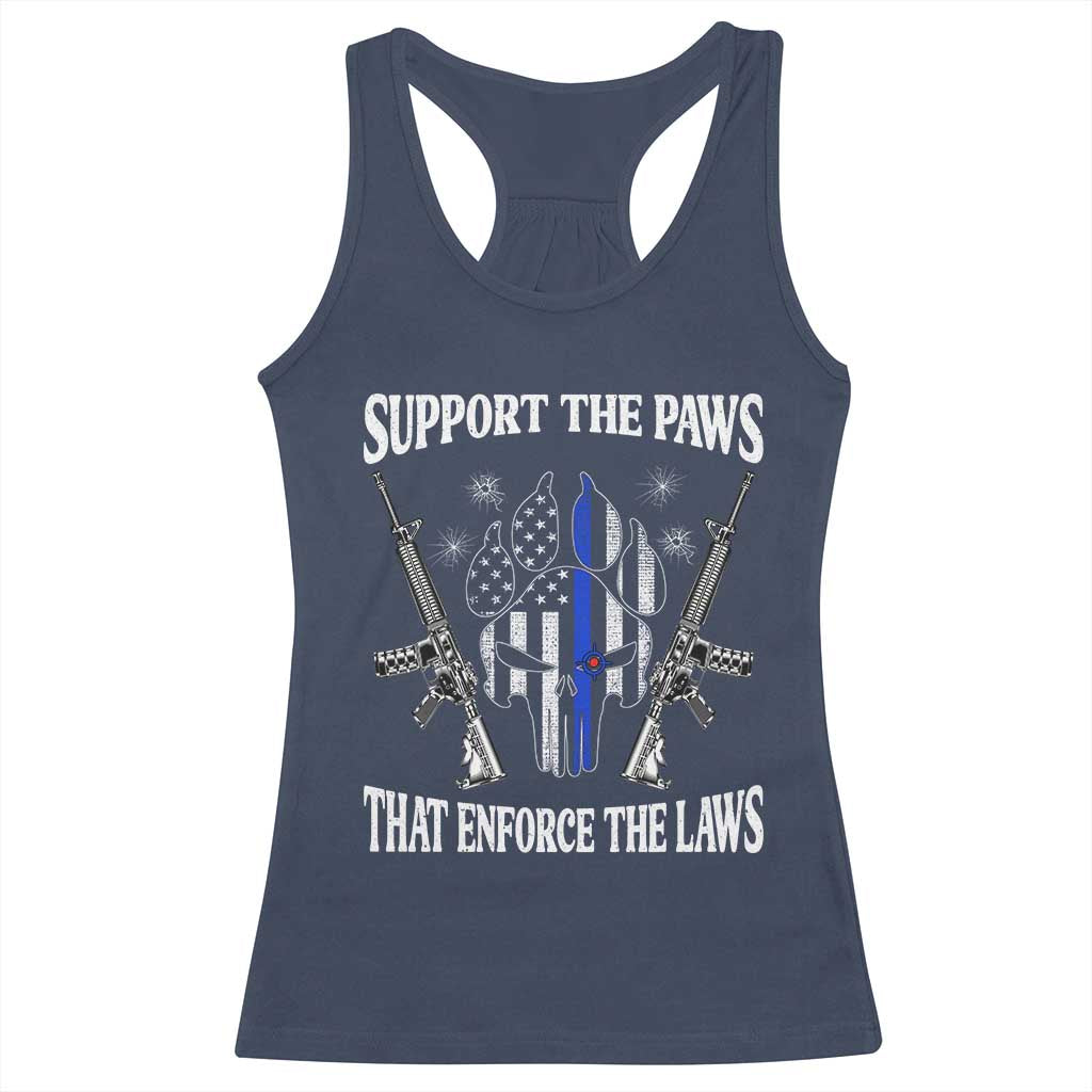 Police K9 Racerback Tank Top Support The Paws That Enforce The Laws American Flag - Wonder Print Shop