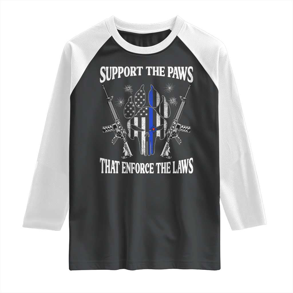 Police K9 Raglan Shirt Support The Paws That Enforce The Laws American Flag - Wonder Print Shop