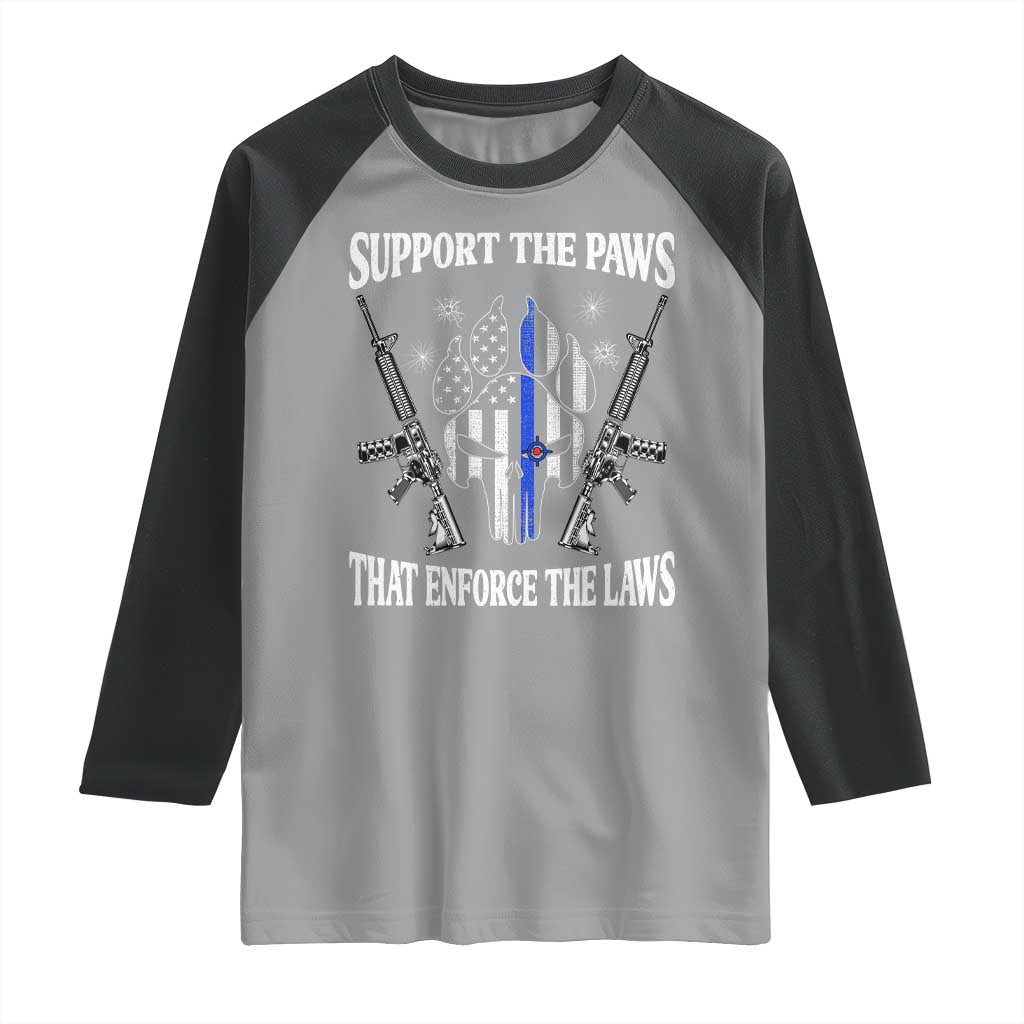 Police K9 Raglan Shirt Support The Paws That Enforce The Laws American Flag - Wonder Print Shop