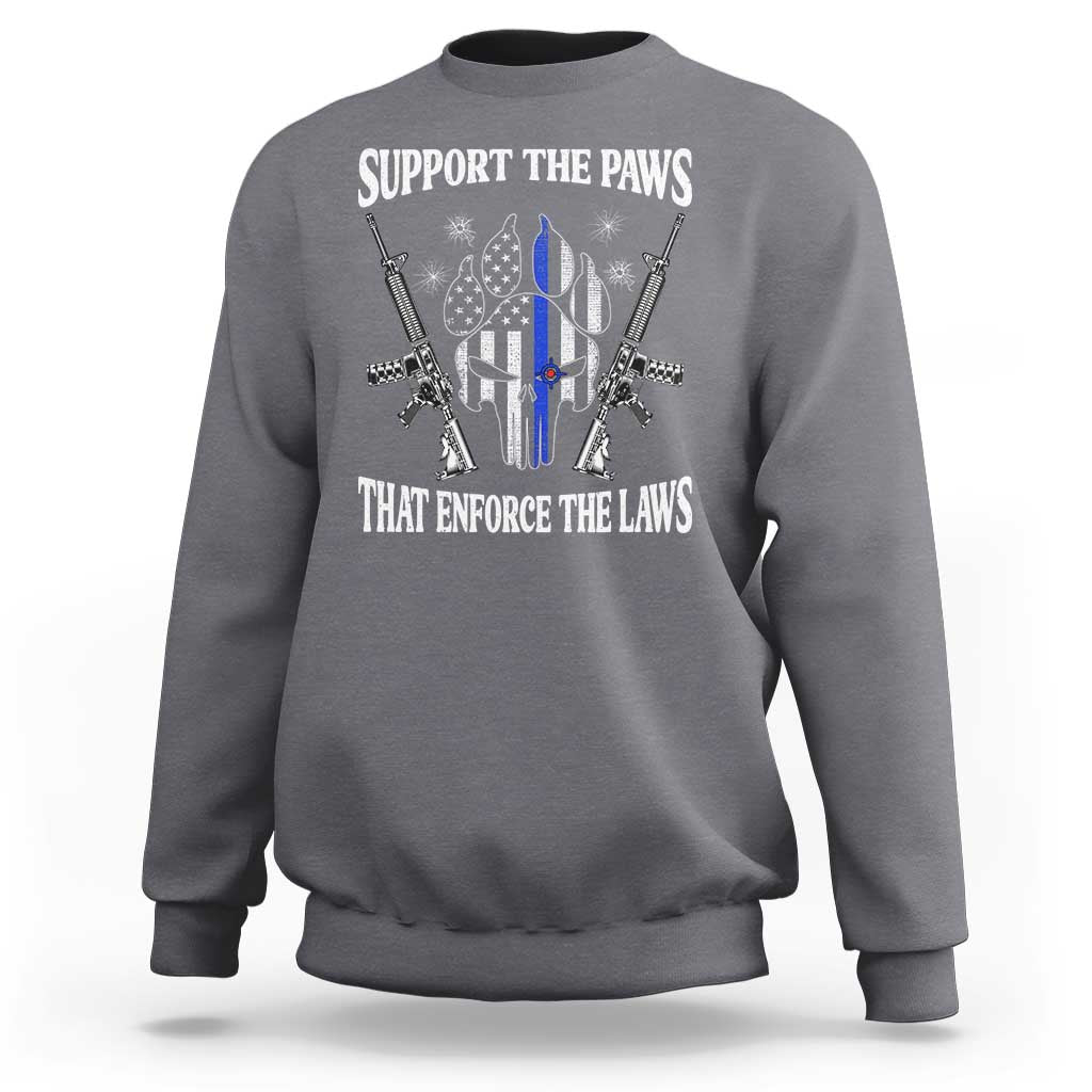 Police K9 Sweatshirt Support The Paws That Enforce The Laws American Flag - Wonder Print Shop