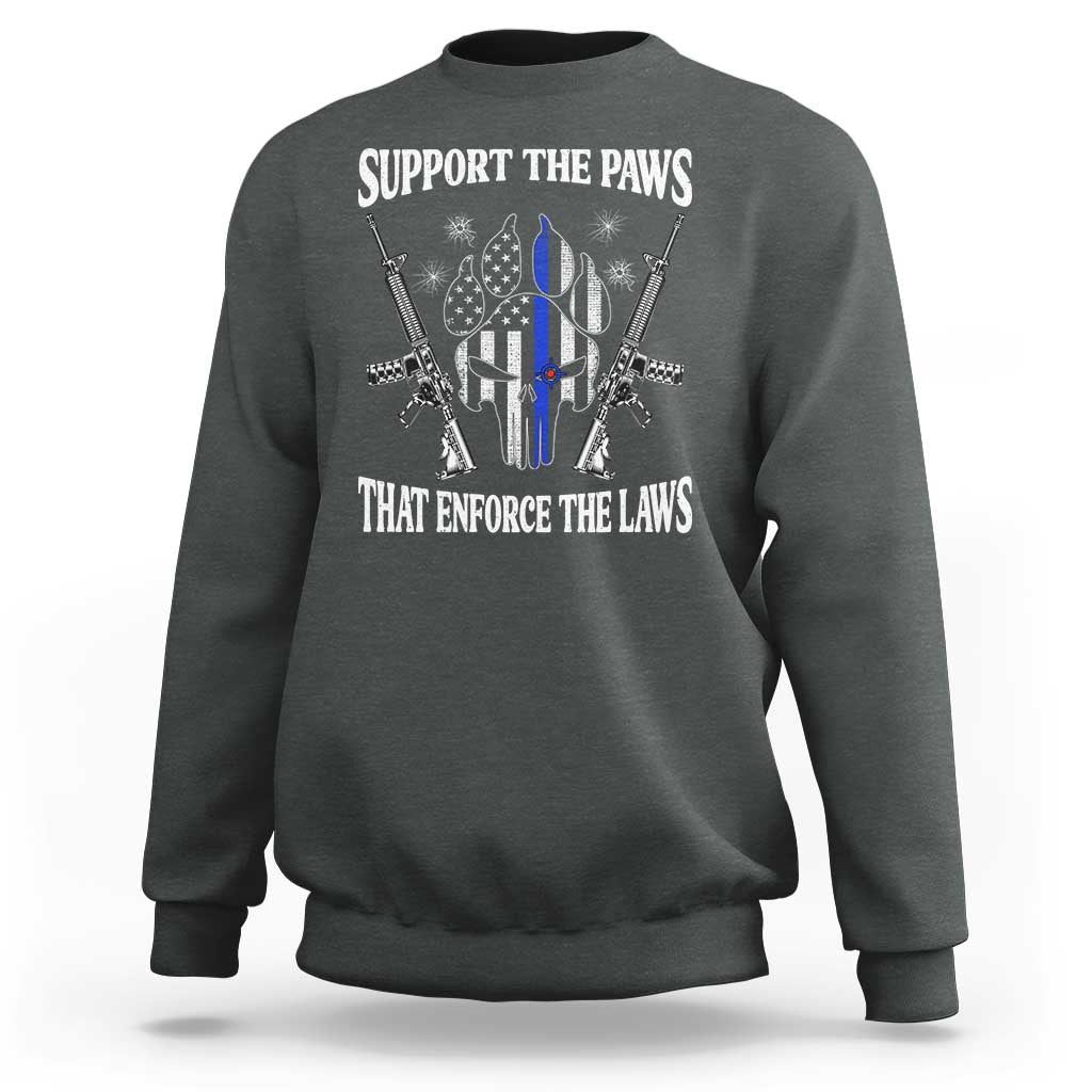 Police K9 Sweatshirt Support The Paws That Enforce The Laws American Flag - Wonder Print Shop